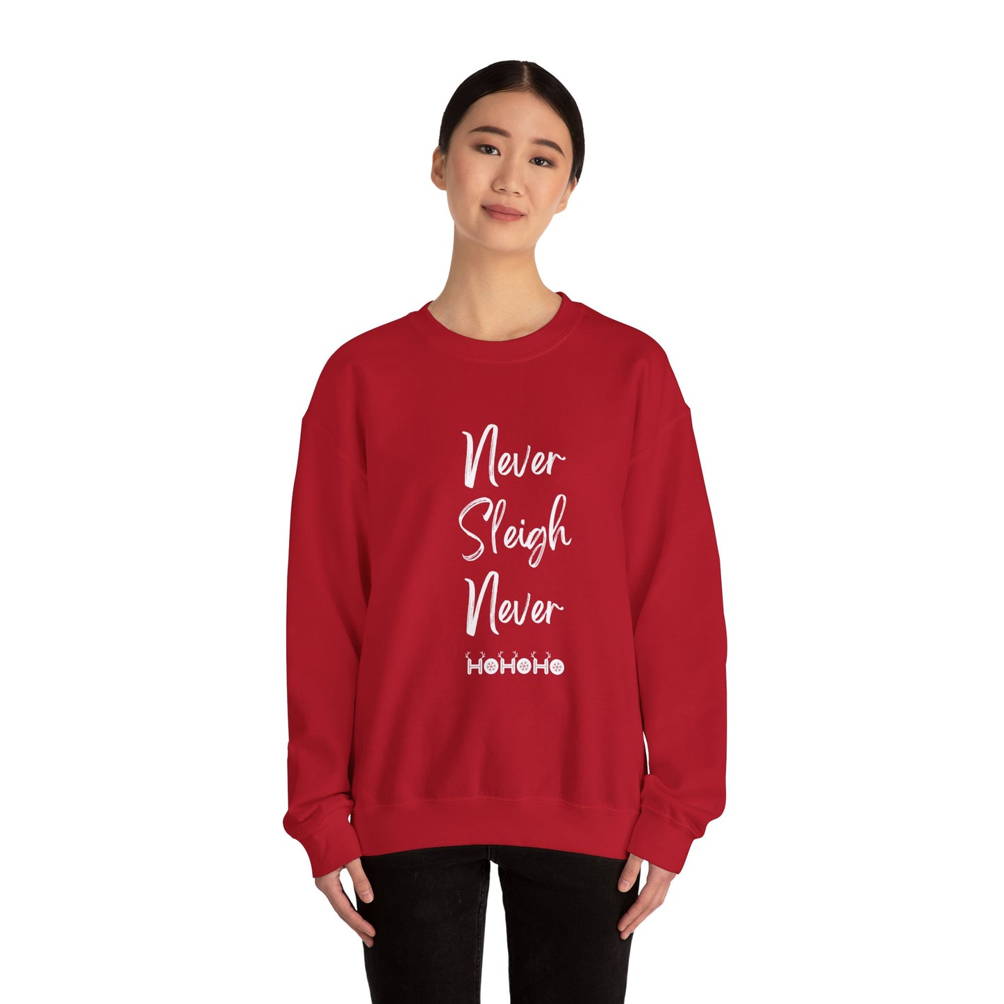 Never Sleigh Never Unisex Heavy Blend™ Crewneck Sweatshirt