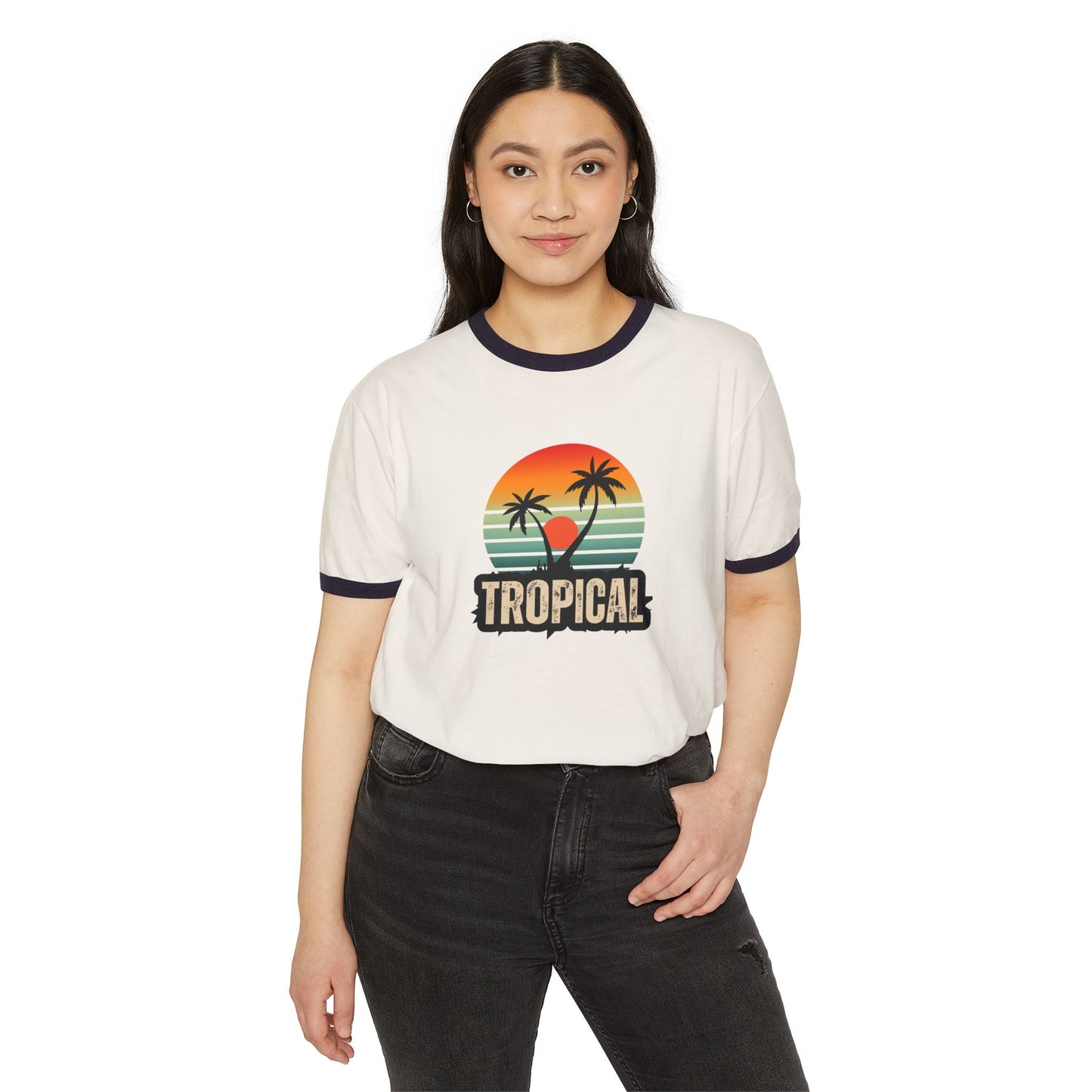 tropical-Unisex Cotton Ringer T-Shirt