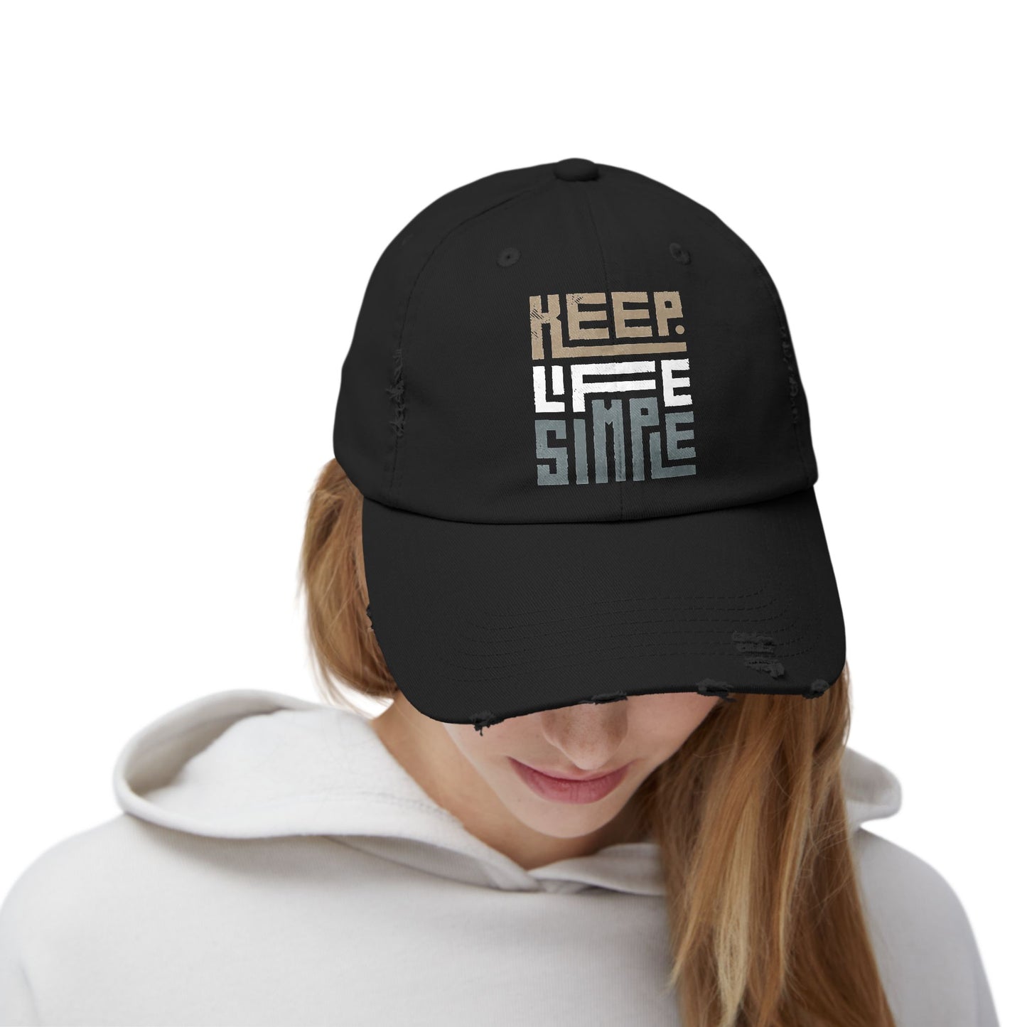 Keep Life Simple-Unisex Distressed Cap