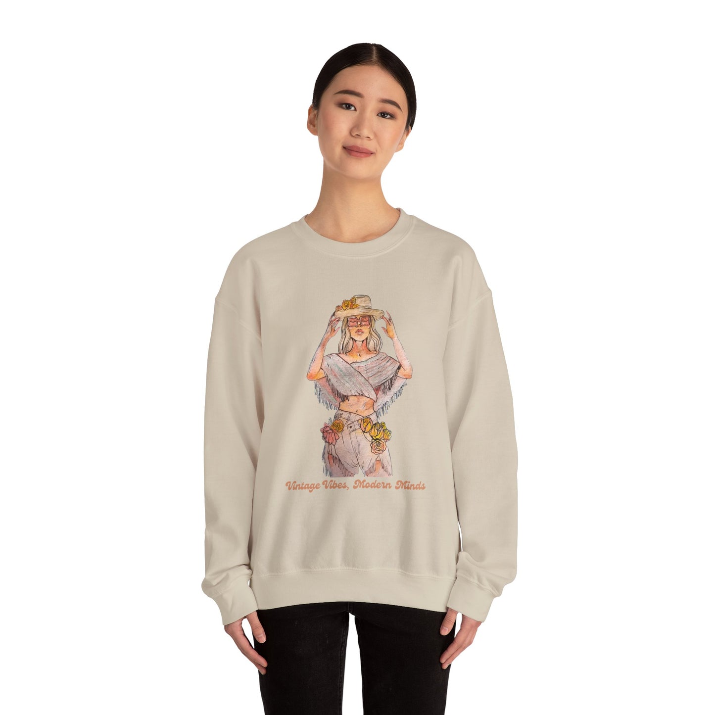 Vintage Vibes Modern Minds- Unisex Heavy Blend™ Crewneck Sweatshirt