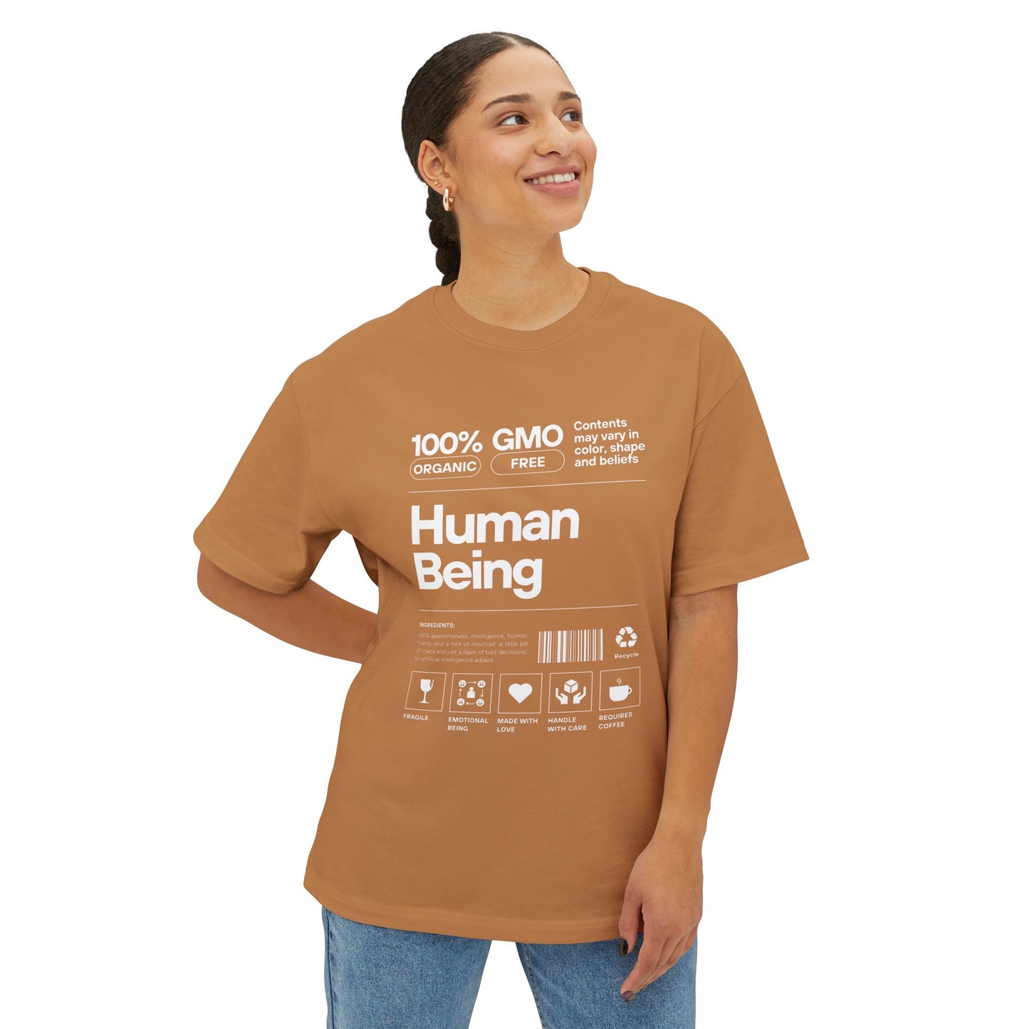 Human Being- Dark- Unisex Oversized Boxy Tee