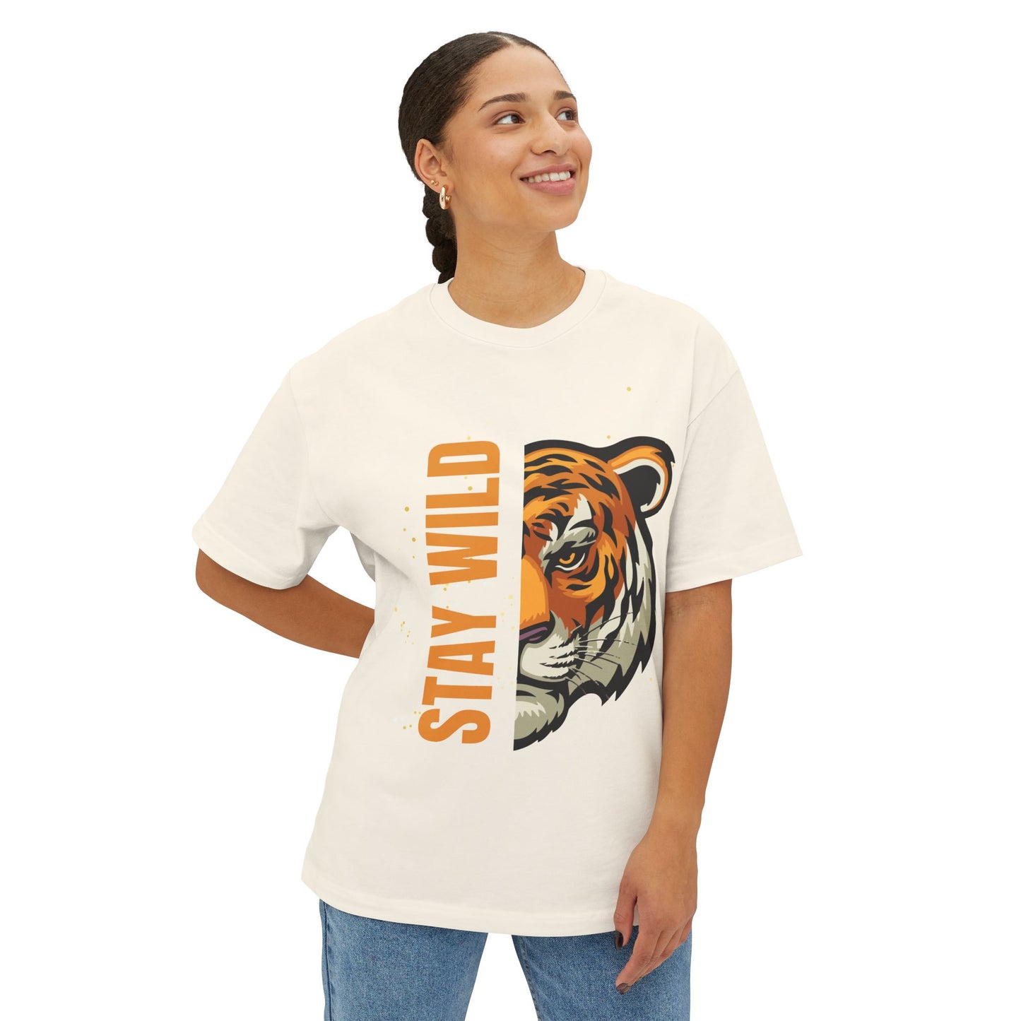 Stay Wild Tiger-Unisex Oversized Boxy Tee