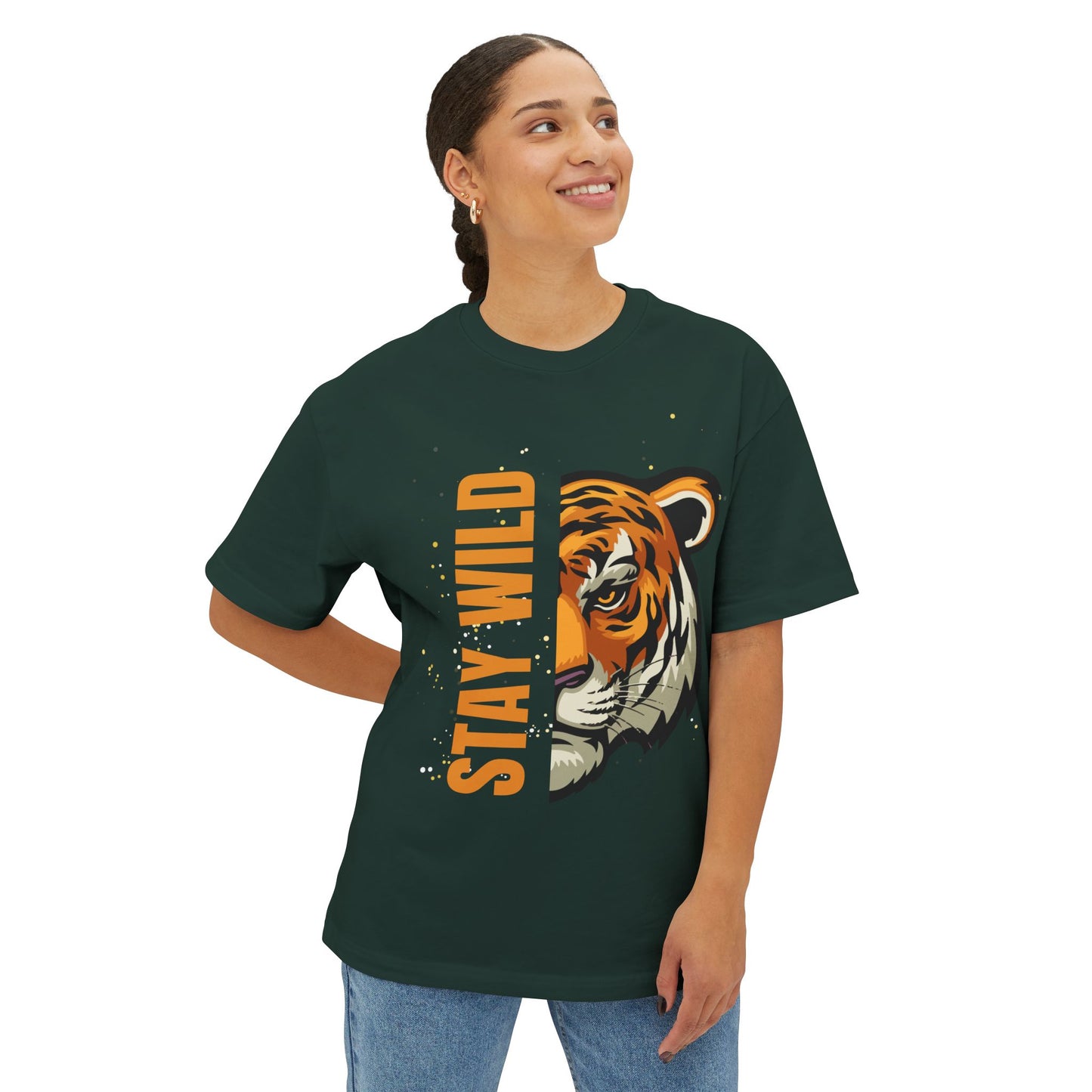 Stay Wild Tiger-Unisex Oversized Boxy Tee