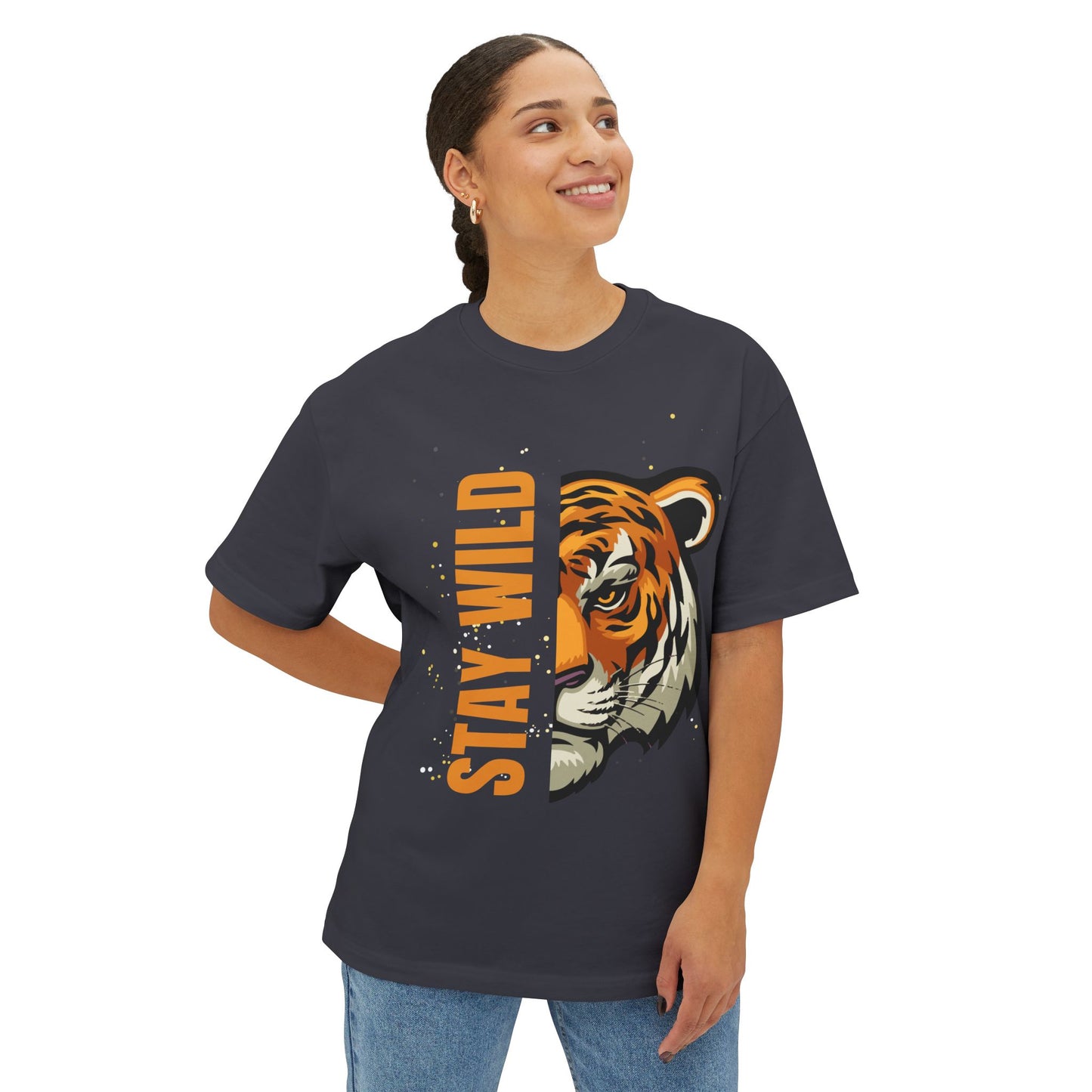 Stay Wild Tiger-Unisex Oversized Boxy Tee