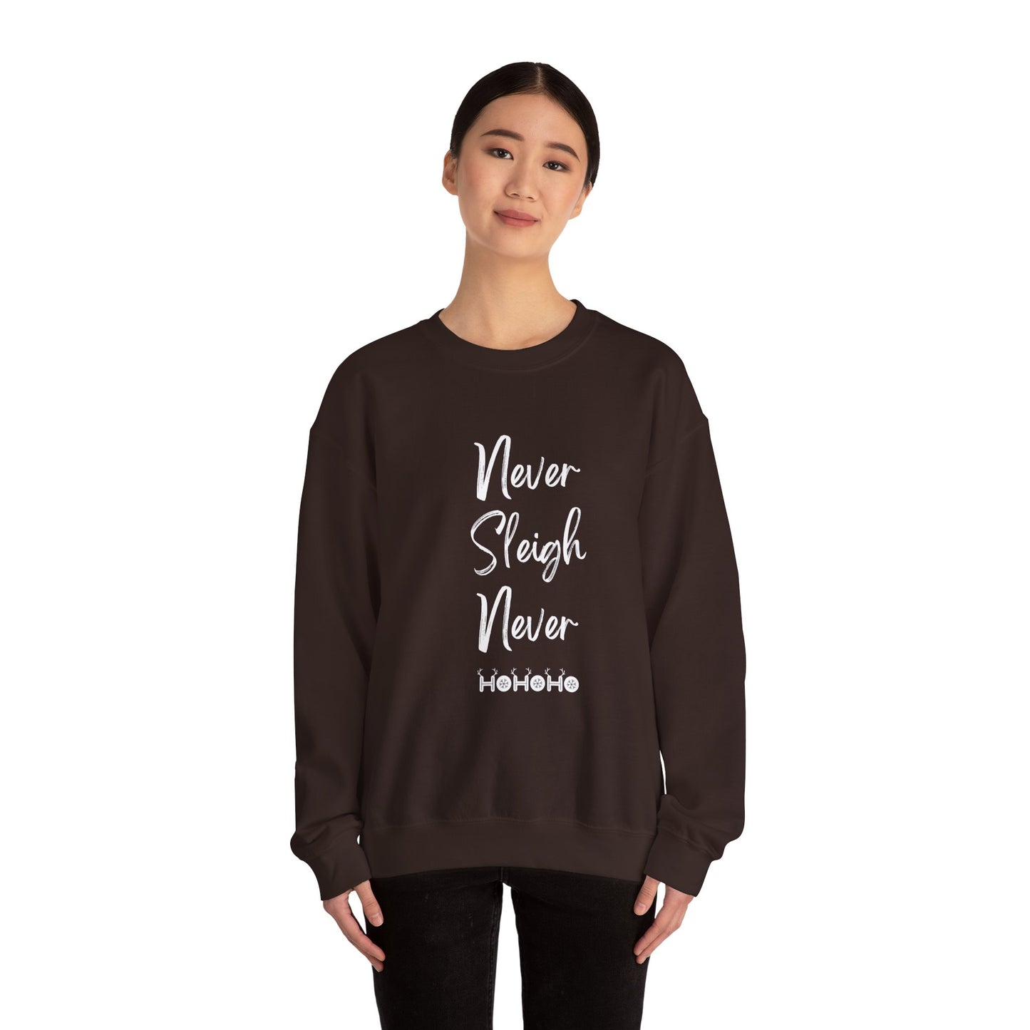 Never Sleigh Never Unisex Heavy Blend™ Crewneck Sweatshirt