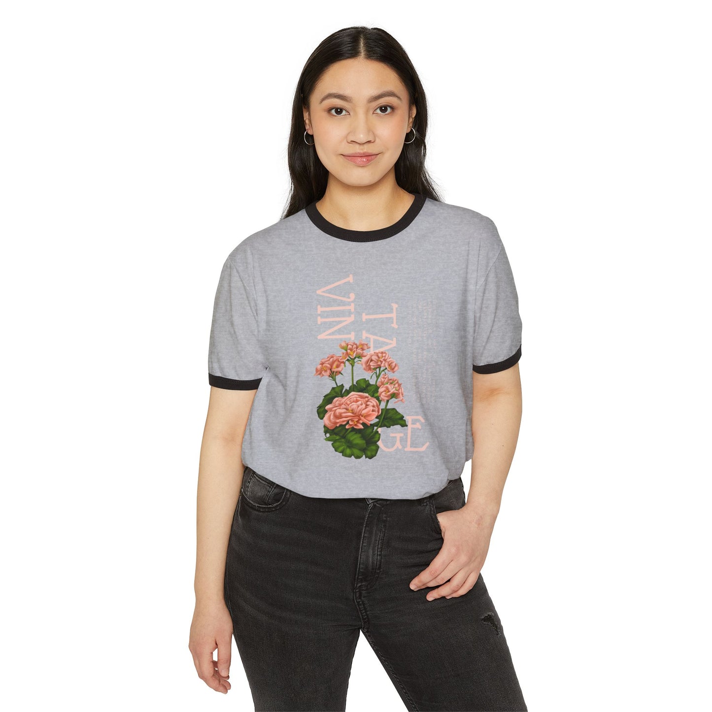 vintage floral-Unisex Cotton Ringer T-Shirt