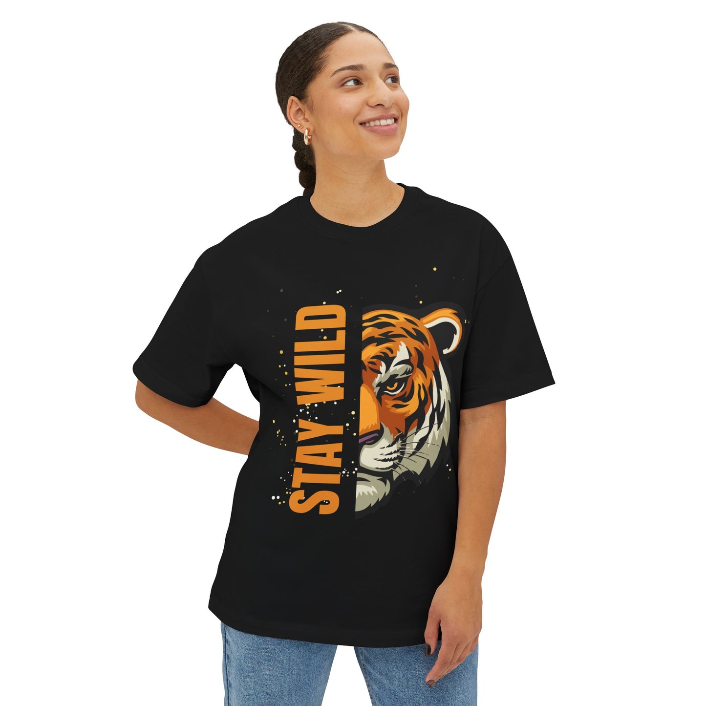 Stay Wild Tiger-Unisex Oversized Boxy Tee