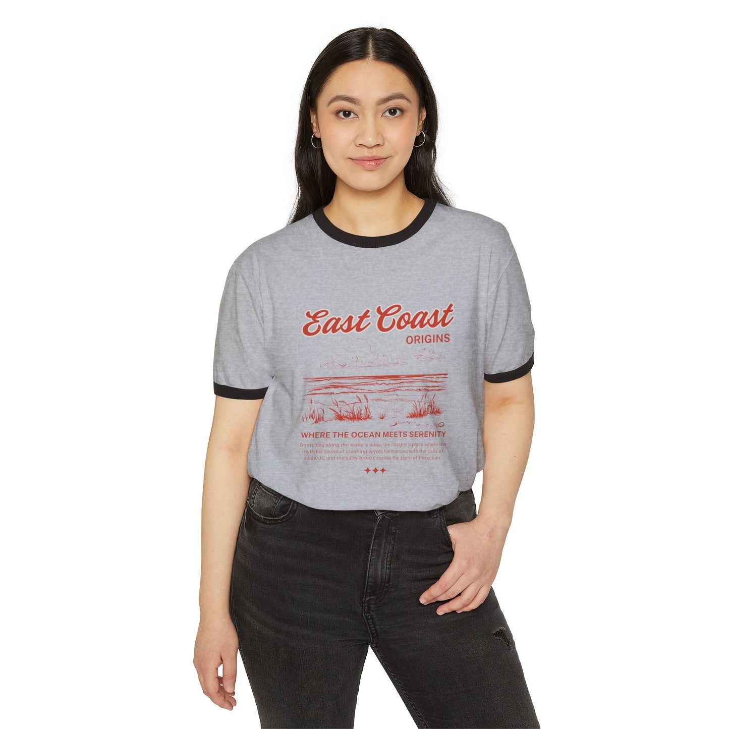 east coast-Unisex Cotton Ringer T-Shirt