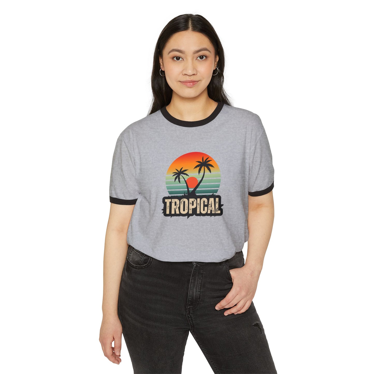 tropical-Unisex Cotton Ringer T-Shirt