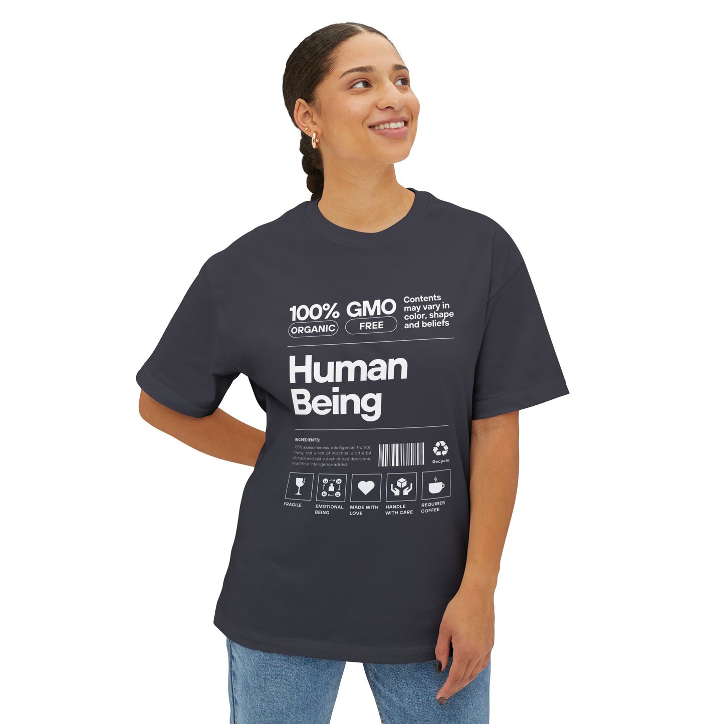 Human Being- Dark- Unisex Oversized Boxy Tee